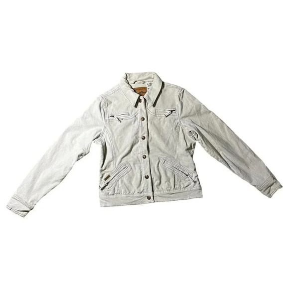 Levi Strauss Signature Beige Corduroy Snap Popper Button Up Jacket Size Small - Picture 2 of 8